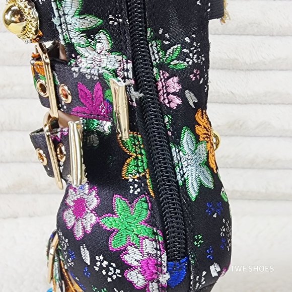 Floral Multi-Color Strappy Heels - Picture 10 of 14